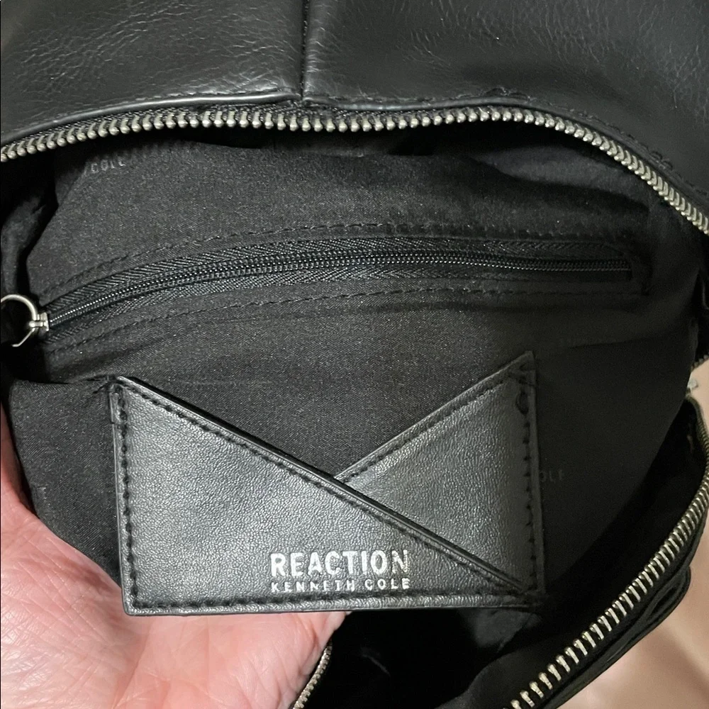 Reaction Kenneth Cole NWOT Black Vegan Leather Pebble Backpack Purse - Picture 8 of 10